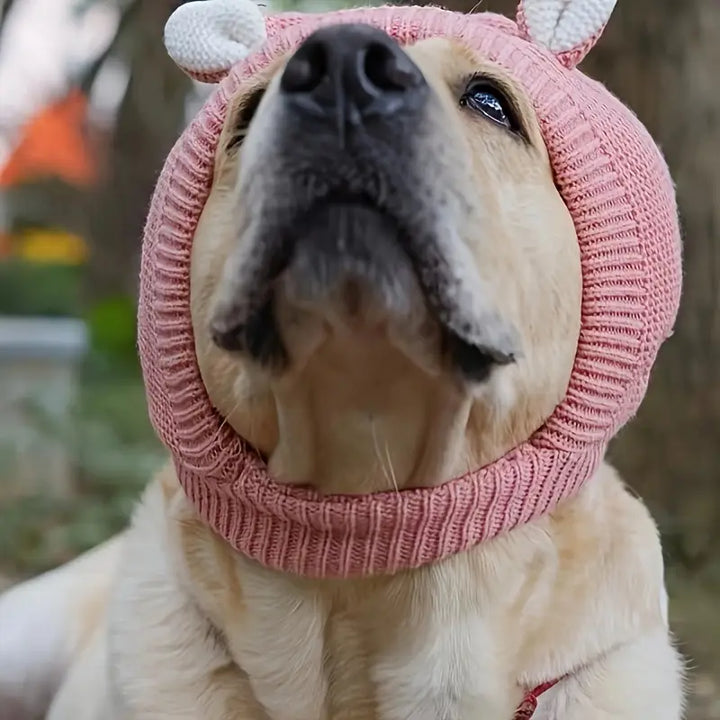 Knitted dog hat with ear slits, durable and warm winter dog apparel for small breeds