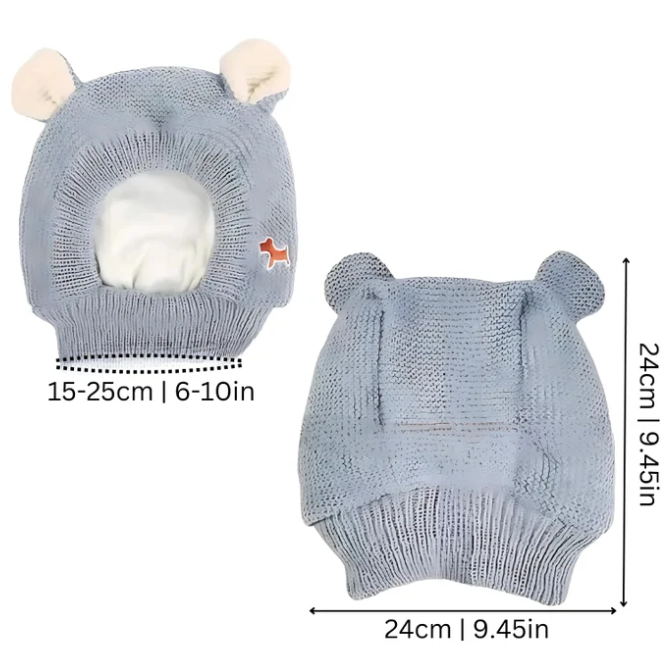 Dog winter hat, knitted ear hole design for comfort, ideal for cold weather dog protection