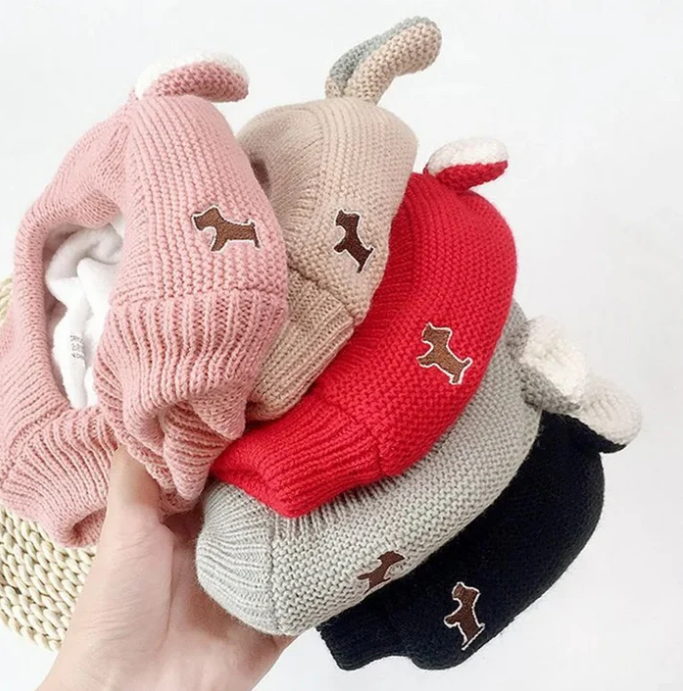 Winter dog hat with ear holes, knitted design for ultimate pet comfort and warmth