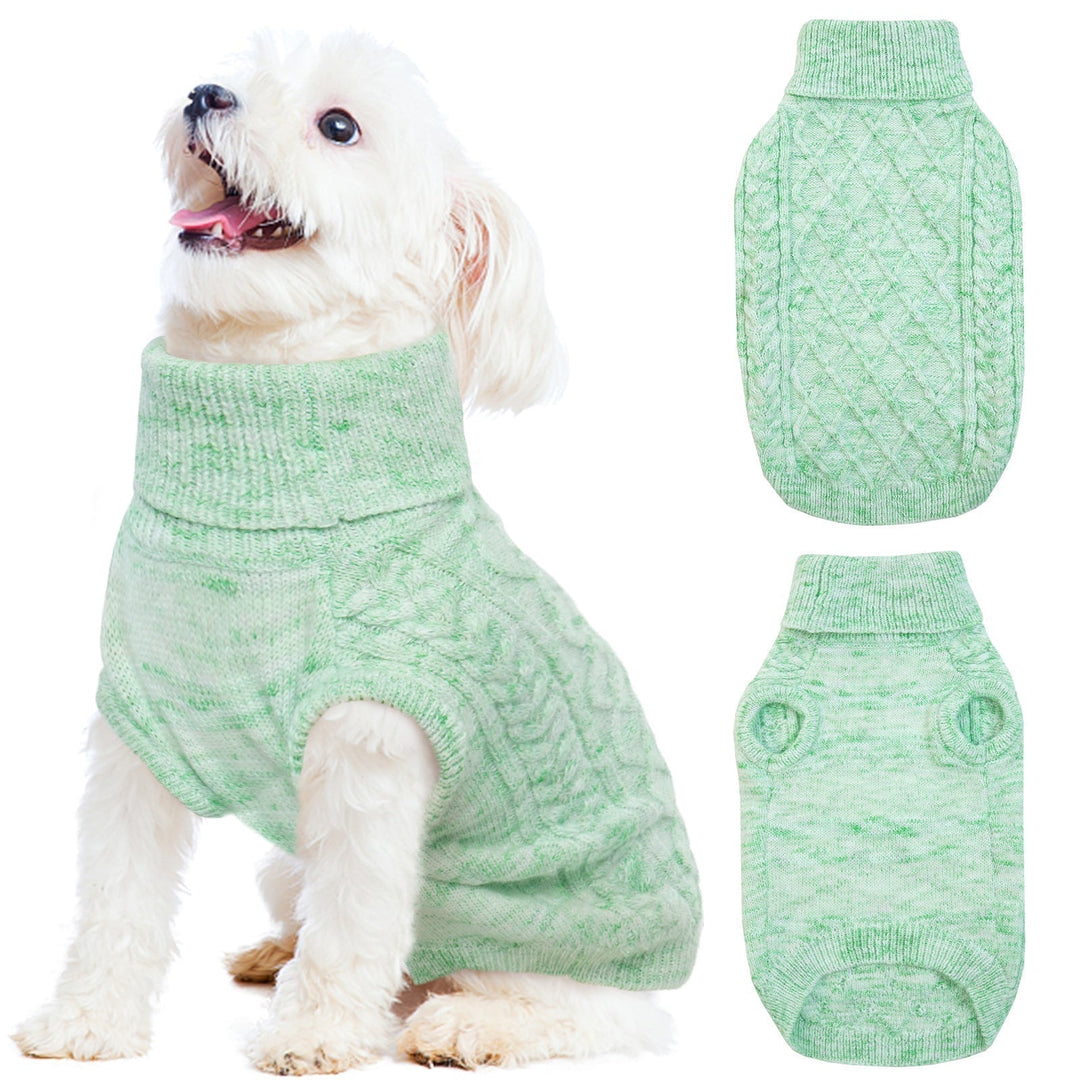Stretchy gray knitted dog sweater with a cozy turtleneck, perfect winter pet clothing