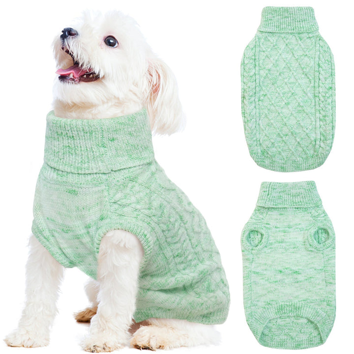 Stretchy gray knitted dog sweater with a cozy turtleneck, perfect winter pet clothing