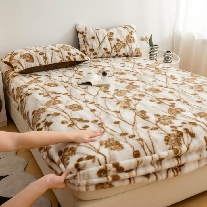 Bedroom upgrade: leopard print faux fur fitted sheet, adds warmth and character