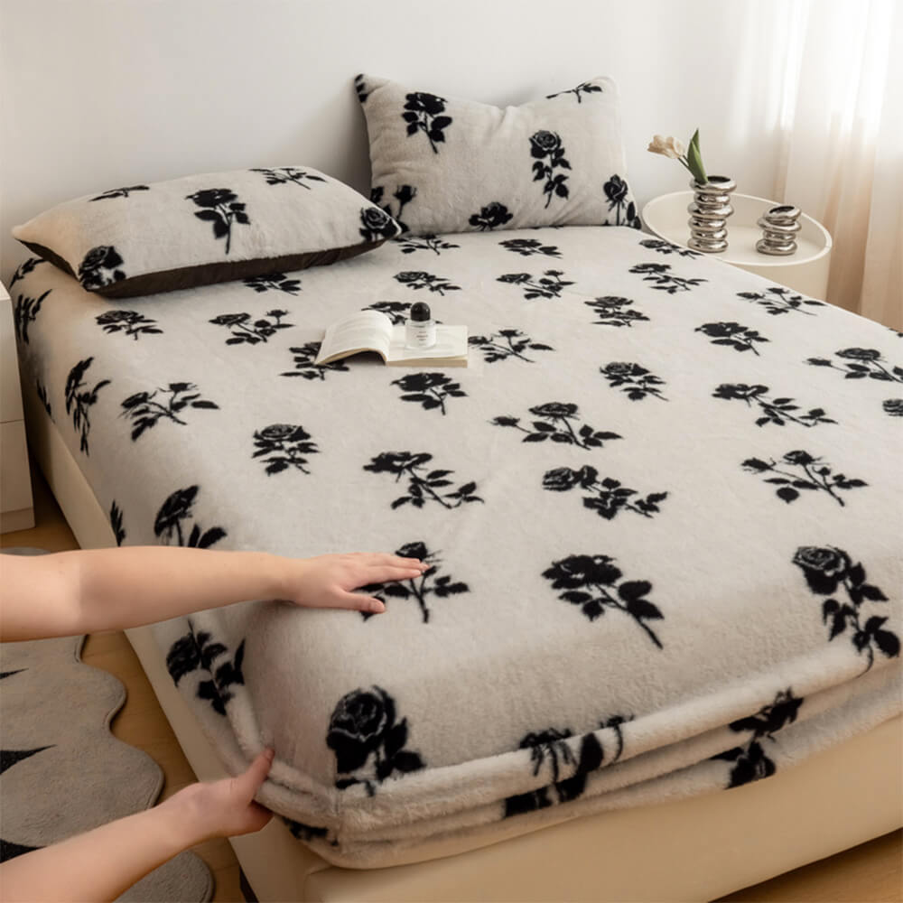 Luxurious leopard print faux fur mattress cover, cozy and stylish bedding essential