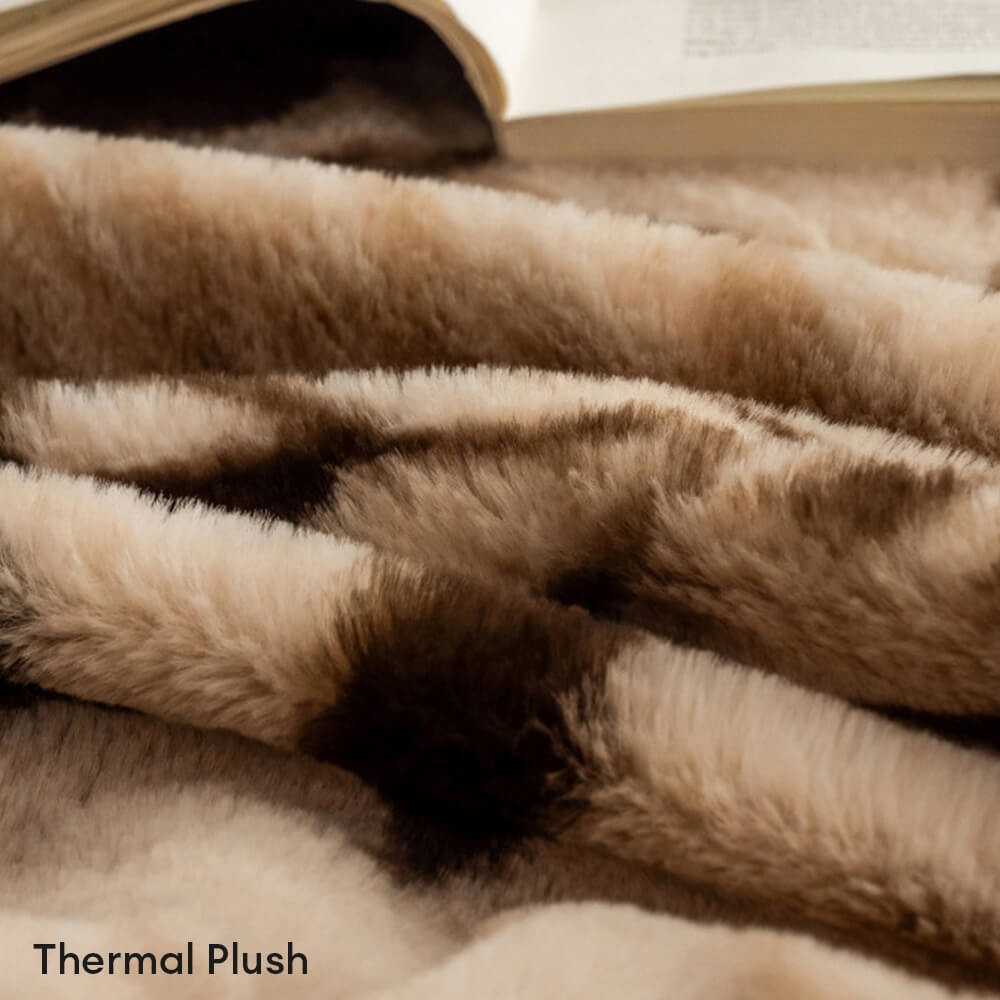 Luxury leopard print fitted sheet, plush faux rabbit fur for cozy bedroom aesthetic