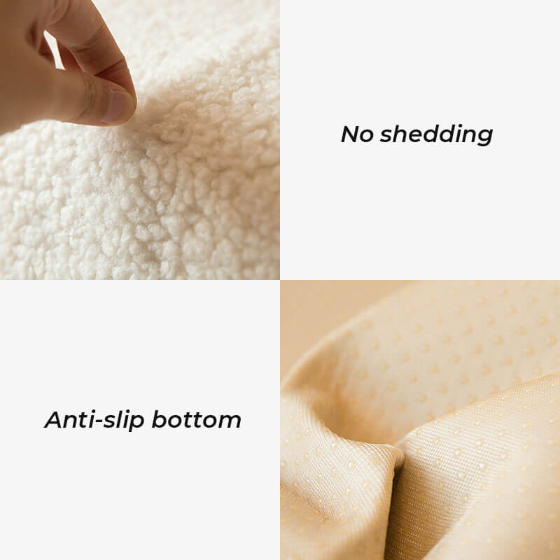 Detail of the non-slip backing on a plush teddy fleece sofa cover, perfect for pets.