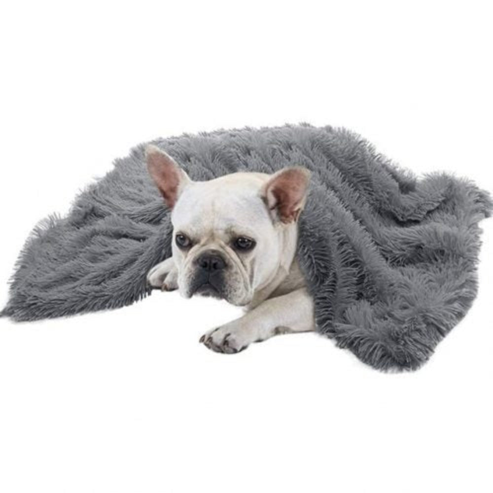 Warm pet cozy faux fur blanket for dogs & cats, perfect for winter, machine washable.