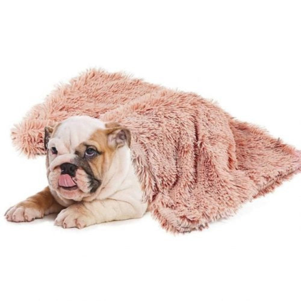 Comfortable pet blanket with faux fur, providing warmth and coziness for canine and feline pets.