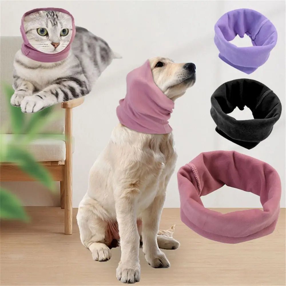 Cozy blue pet hat, a dog snood designed for cold weather ear protection and comfort