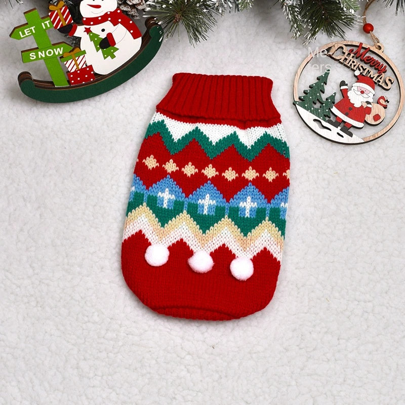 Red and white reindeer Christmas pet sweater, comfortable and warm winter knitwear