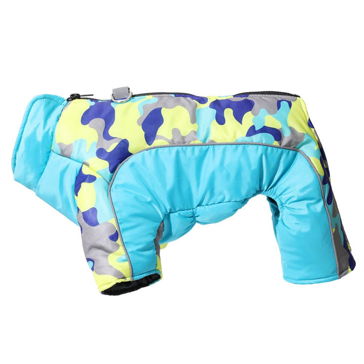 Ultimate cold weather dog jacket, waterproof, warm & highly reflective for safety.