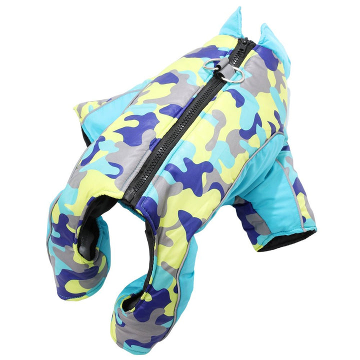 Reflective dog jacket ensures safety on night walks, warm & waterproof pet clothing.