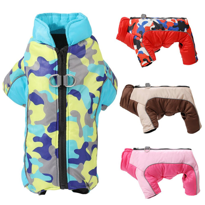 Functional & stylish warm dog winter jacket, waterproof & reflective for pet comfort.