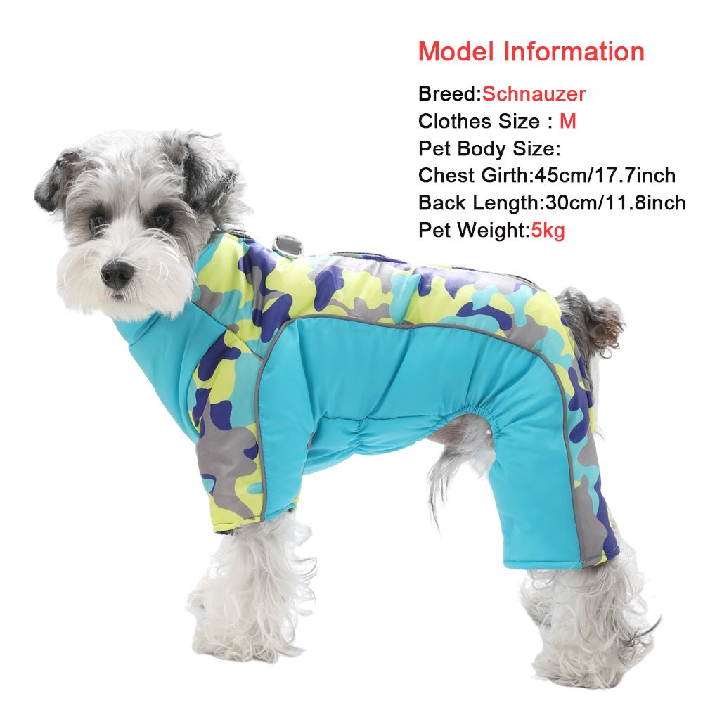 Adventure-ready warm waterproof dog jacket, reflective for all winter trips.