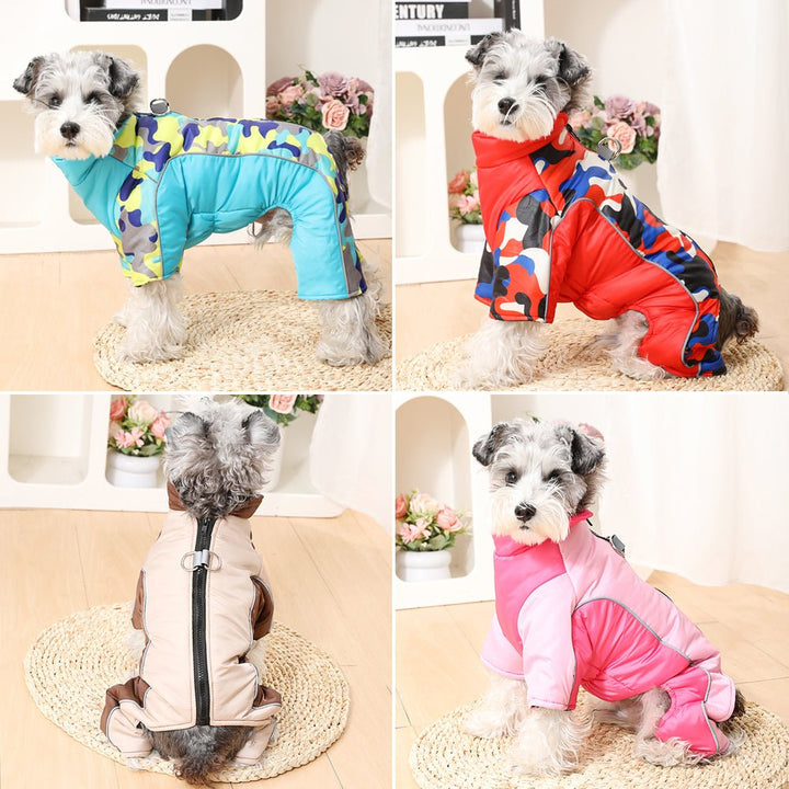 Adjustable warm winter jacket for small to large dogs, waterproof & protective gear.