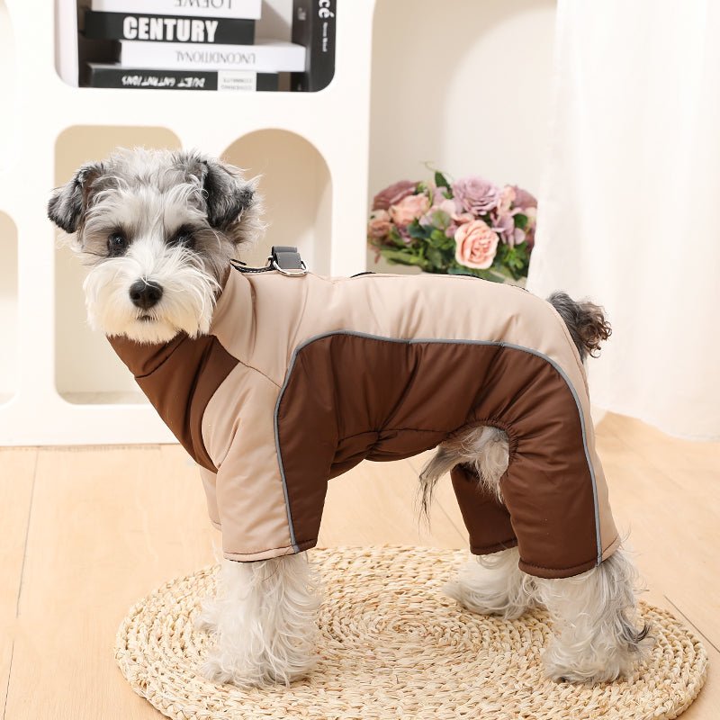 Stylish & warm pet clothing: waterproof dog coat with reflective safety stripes for winter.