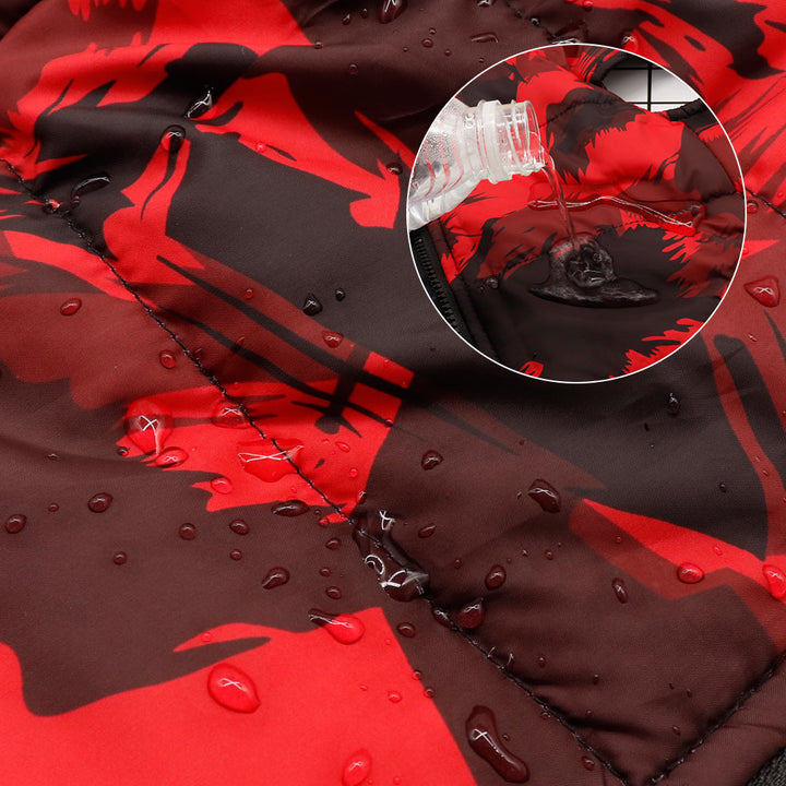 Adjustable insulated dog jacket in blue, designed for a snug fit, ideal for winter pet adventures.
