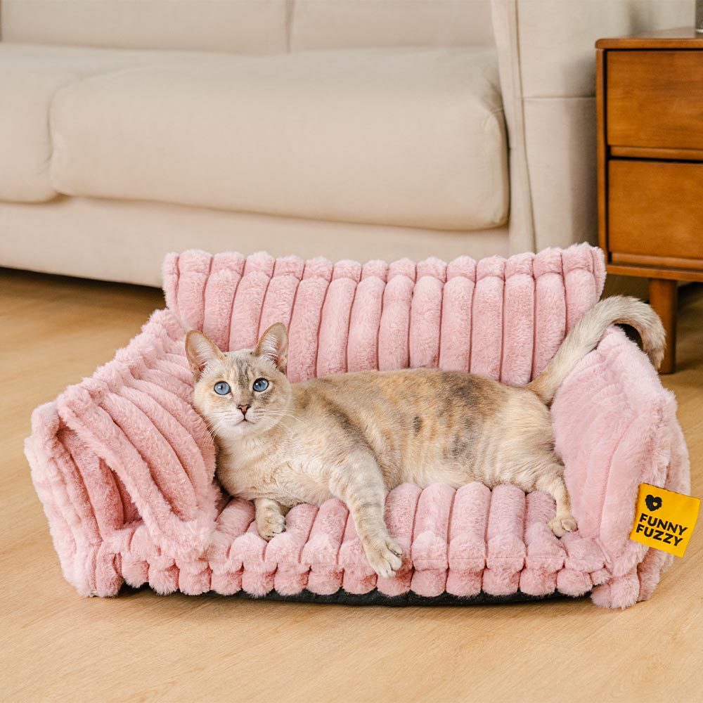 Calming cat bed designed for joint support, featuring a soft, inviting texture