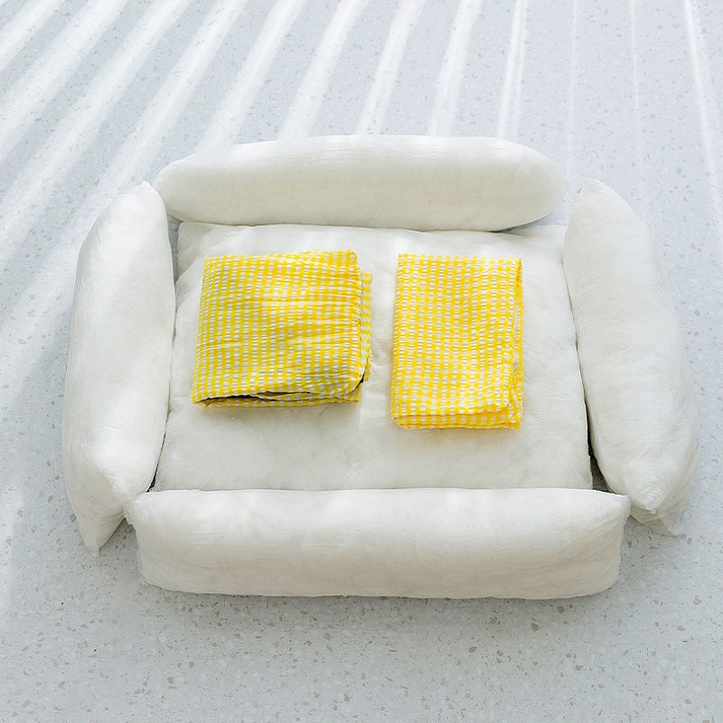 Breathable rectangular dog bed, machine washable, providing a cozy sleep surface
