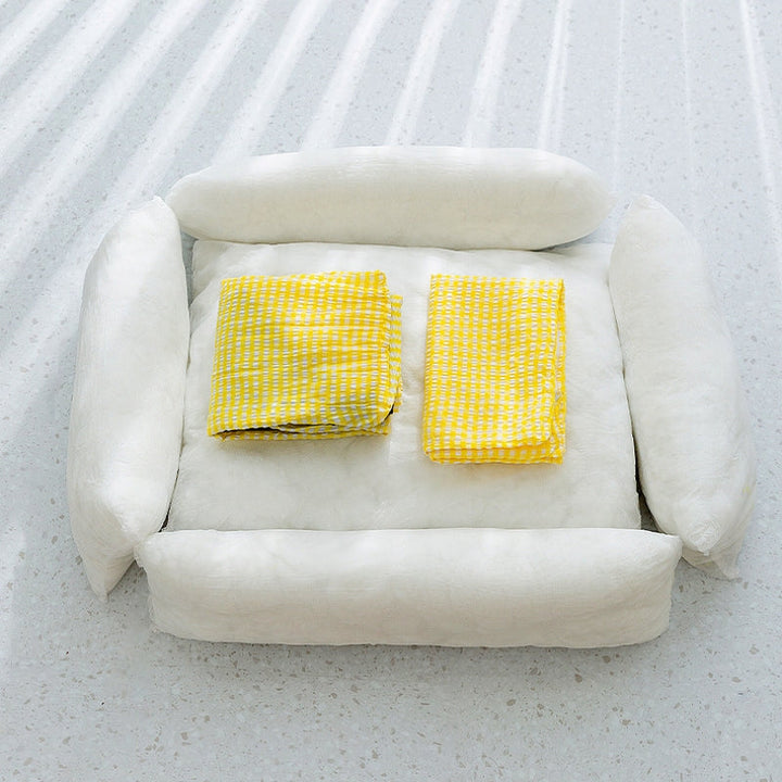 Breathable rectangular dog bed, machine washable, providing a cozy sleep surface