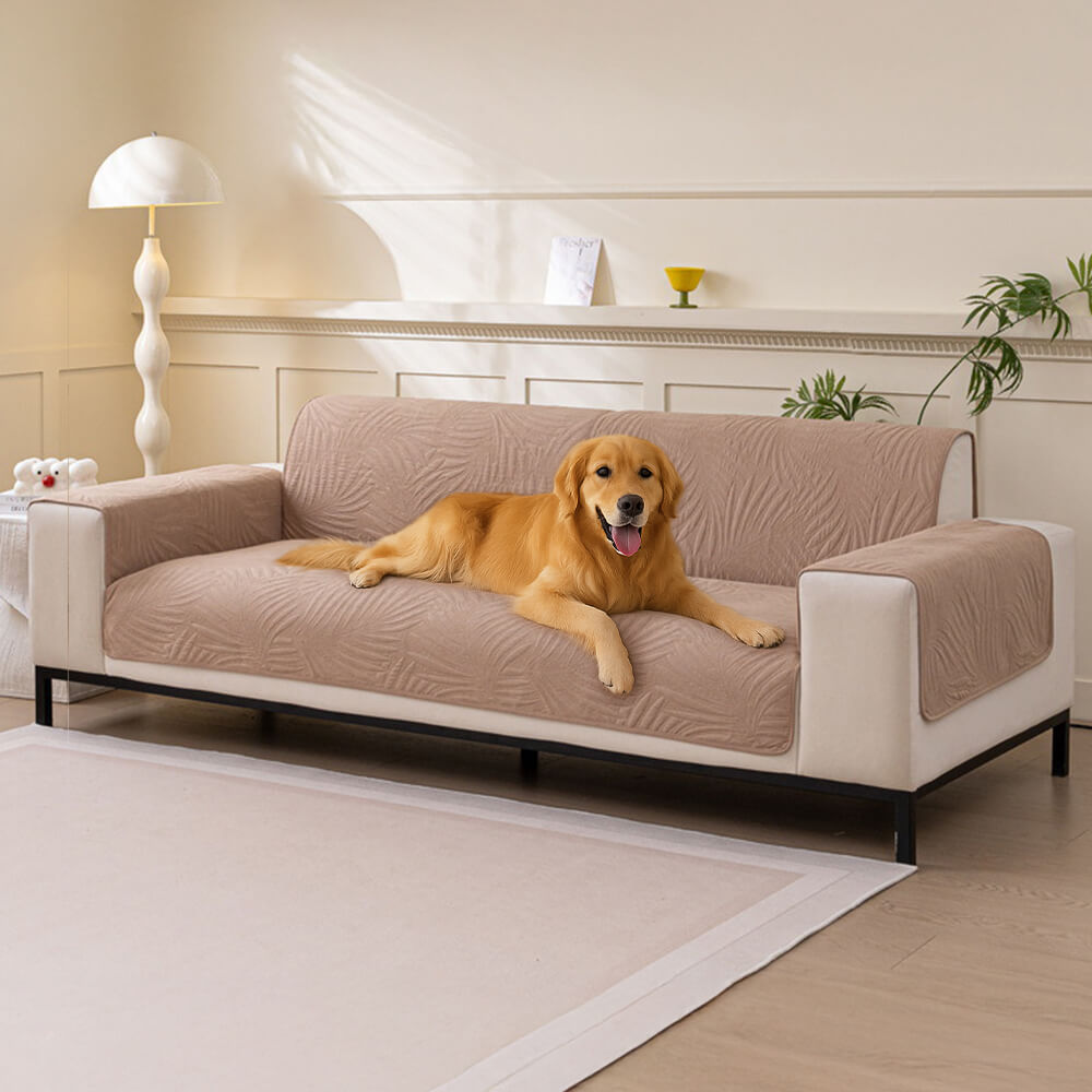 Non-slip pet-friendly sofa protector in a versatile color, ideal for homes with children and pets