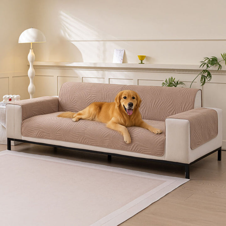 Non-slip pet-friendly sofa protector in a versatile color, ideal for homes with children and pets