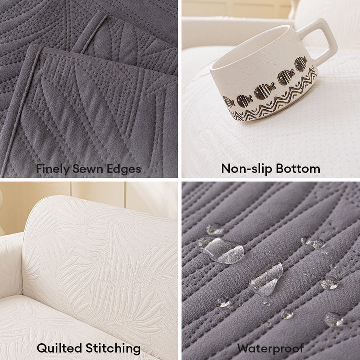 Machine washable water-resistant couch cover with anti-slip backing for easy care and pet-friendly use