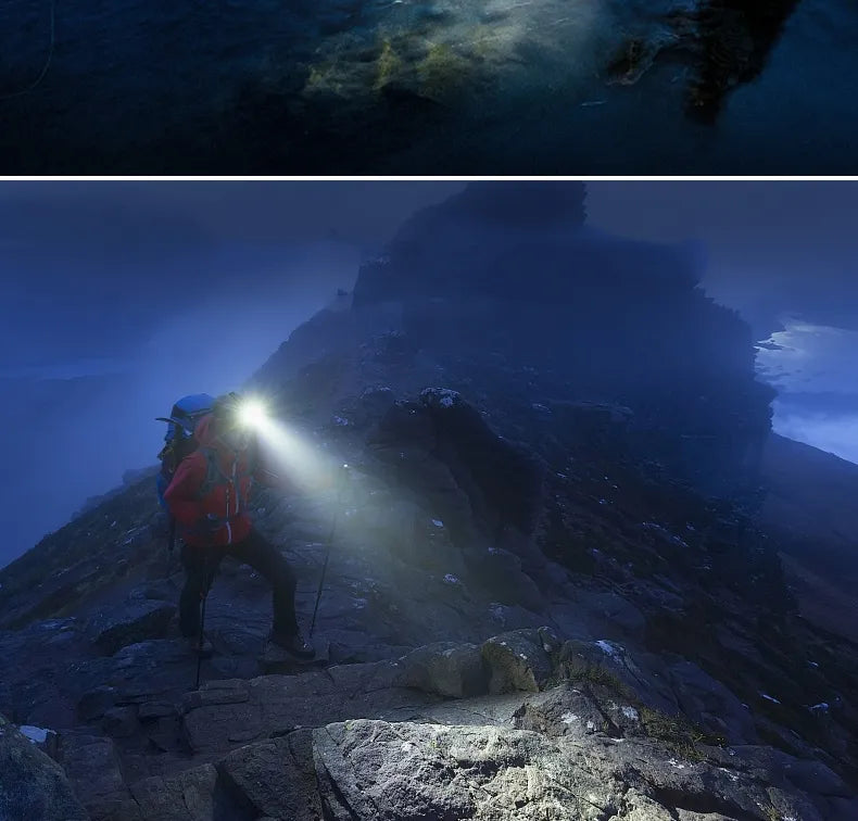 Durable pet safety gear: 2000-lumen waterproof headlamp, perfect for night dog walks and camping.