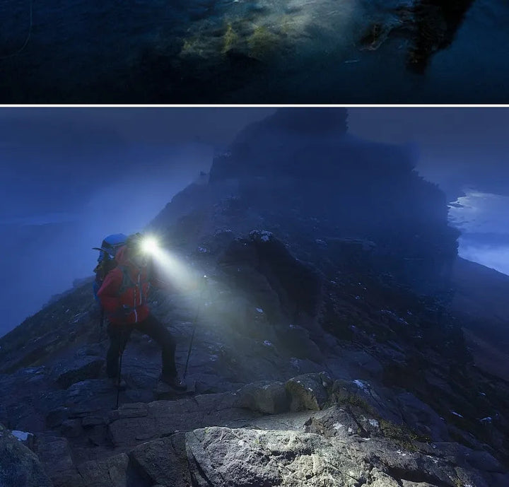 Durable pet safety gear: 2000-lumen waterproof headlamp, perfect for night dog walks and camping.