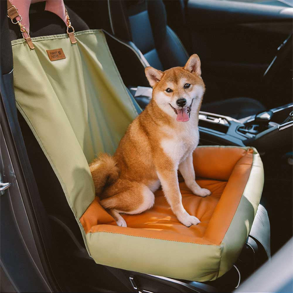 Dog car seat cover, anti-slip, waterproof, showing side flaps for extra car door protection.