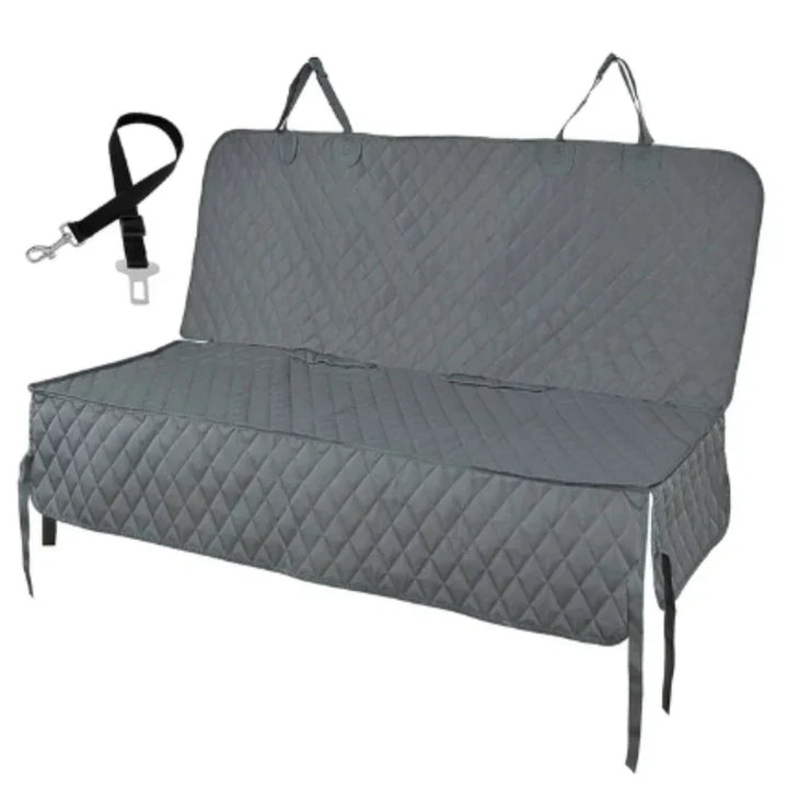 Pet dog seat cover, black, tear-resistant and waterproof for long-lasting car protection.