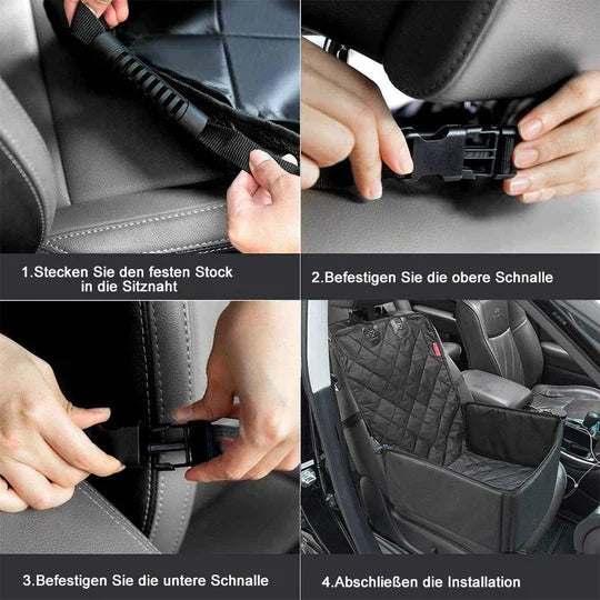 Premium black pet car seat cover, waterproof and durable for dog travel, easy clean design