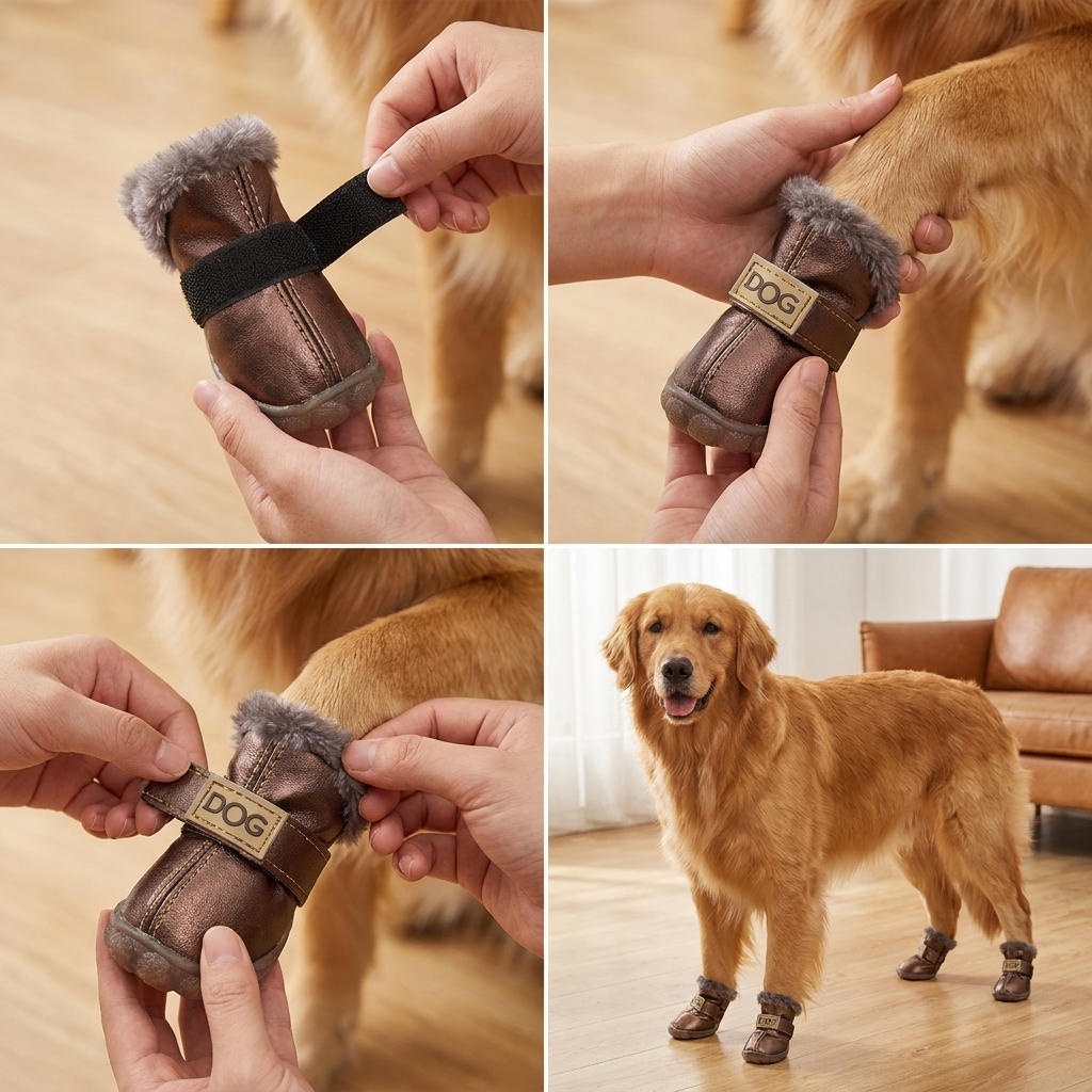 Waterproof comfy dog shoes for all-weather paw protection, ideal for outdoor dogs. Durable anti-slip pet accessories.