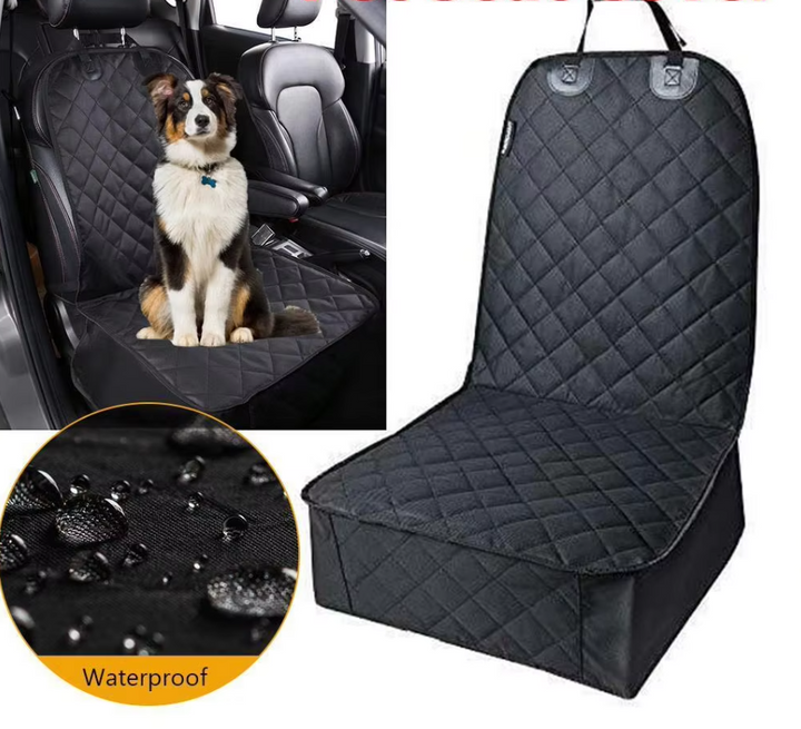 Waterproof dog car front seat cover for universal fit, grey, protecting car interior from pet messes