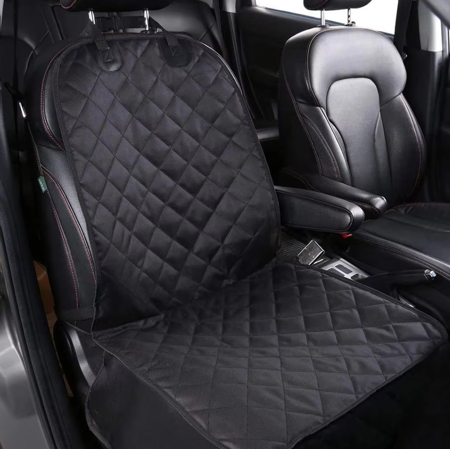 Waterproof dog car seat cover for front seats, with adjustable straps for a secure fit