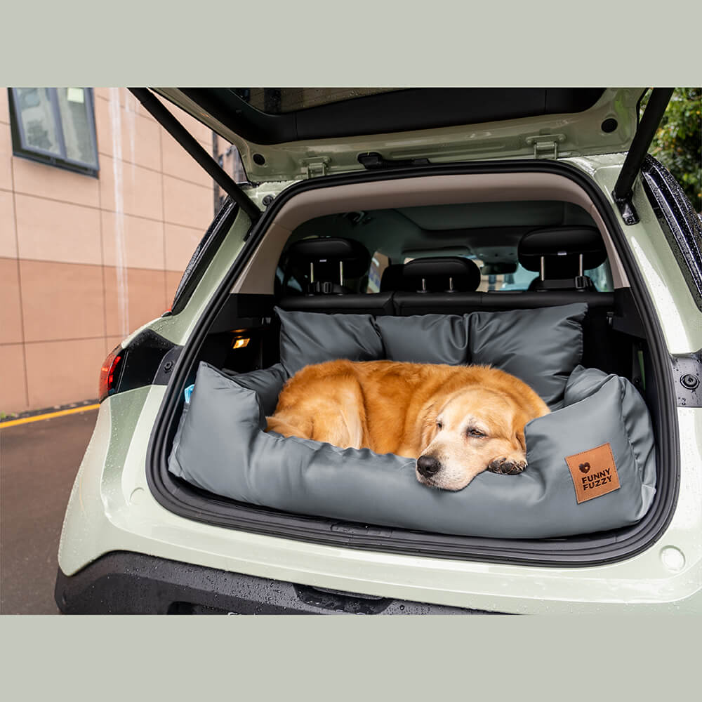 Waterproof dog car bed with high bolsters, providing comfort for large dogs