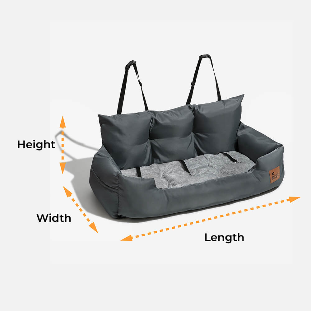 Compact folded waterproof dog car seat bolster bed, easy storage for pet travel