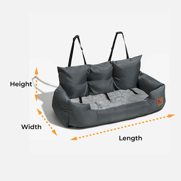 Compact folded waterproof dog car seat bolster bed, easy storage for pet travel