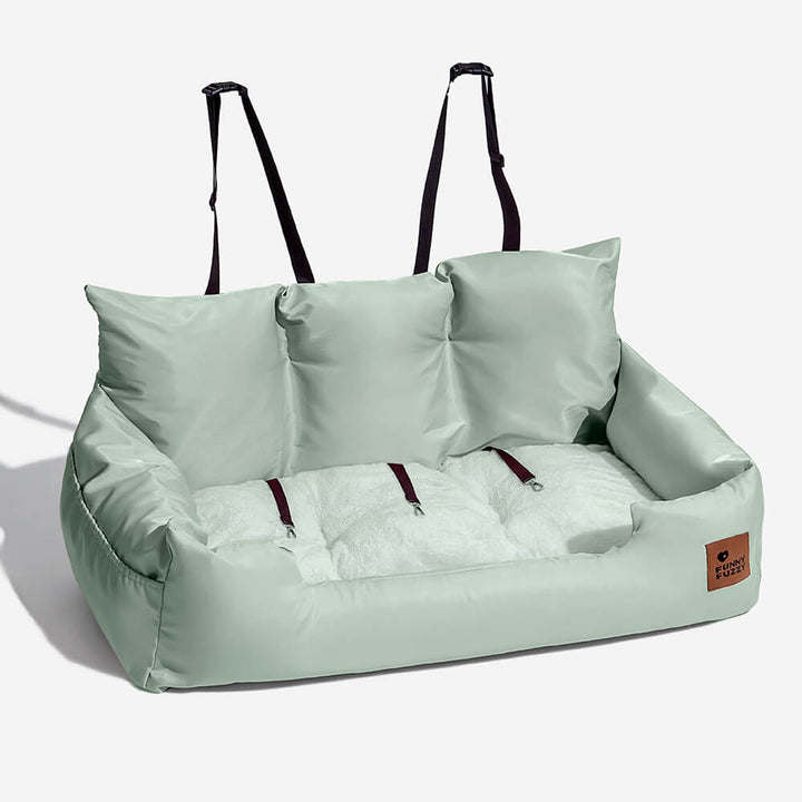 Waterproof pet travel car accessory: gray bolster dog bed for medium pets