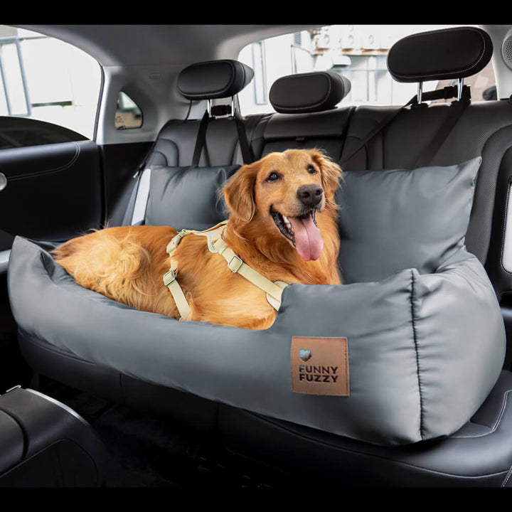 Set of straps securing waterproof dog car seat bolster bed in vehicle, travel
