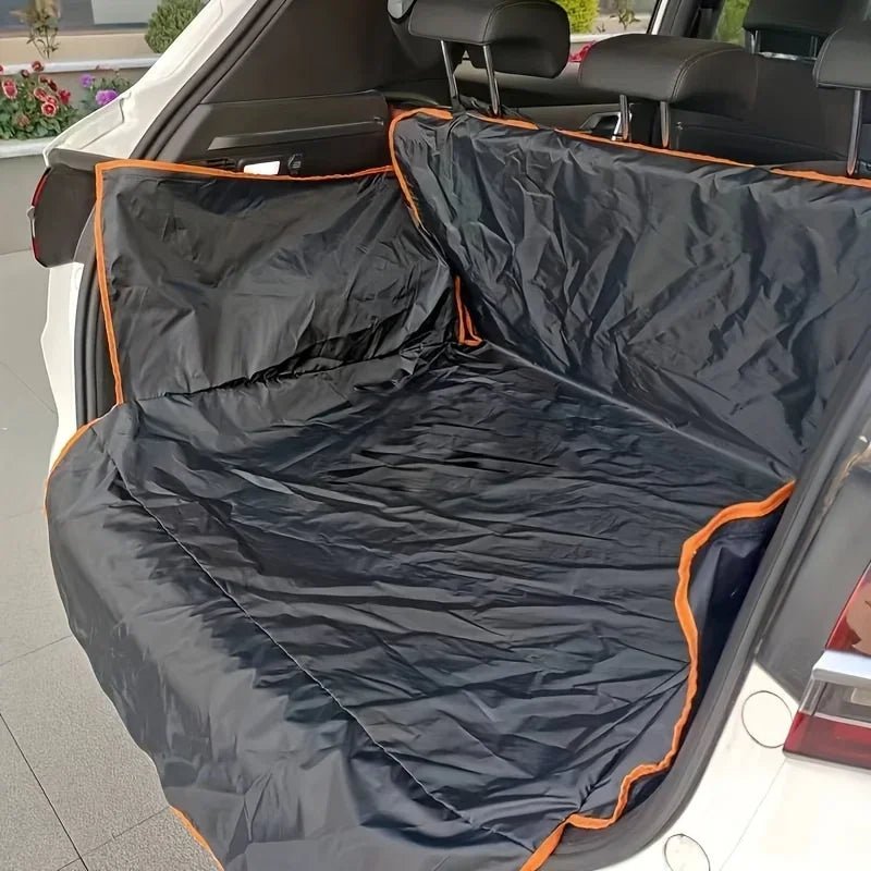 Durable backseat protector for dogs, waterproof car seat cover in SUV, easy to clean pet travel accessory.