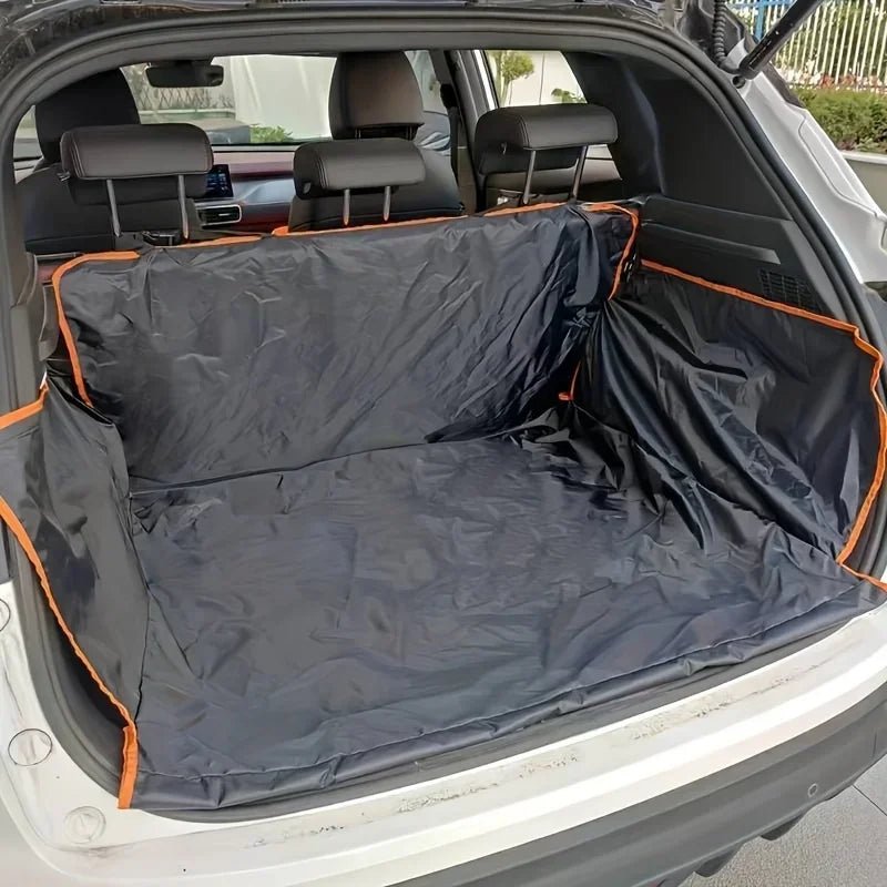 Non-slip oxford fabric dog car seat cover, waterproof protection for backseats, ideal for pet travel in vehicles.