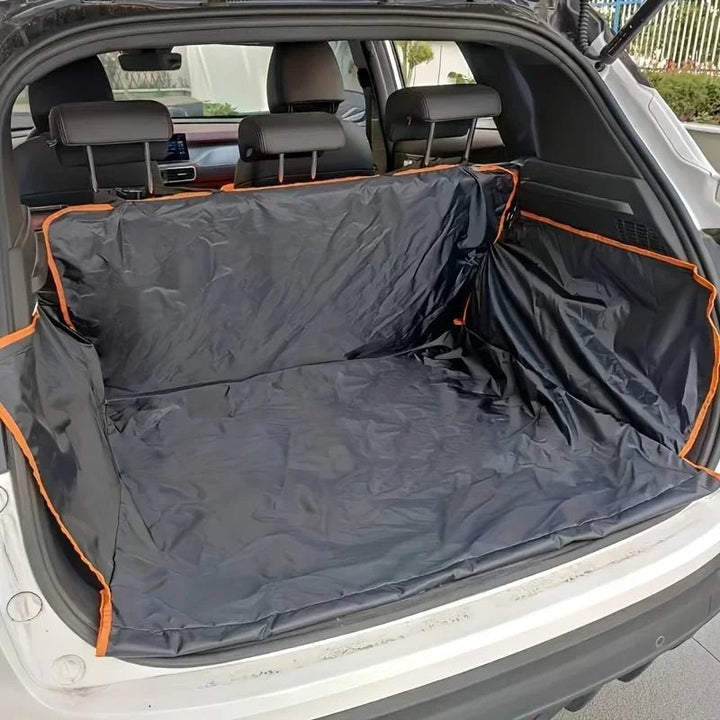 Non-slip oxford fabric dog car seat cover, waterproof protection for backseats, ideal for pet travel in vehicles.
