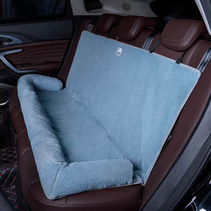 Dog car seat cover with mesh window, easy pet viewing during travel