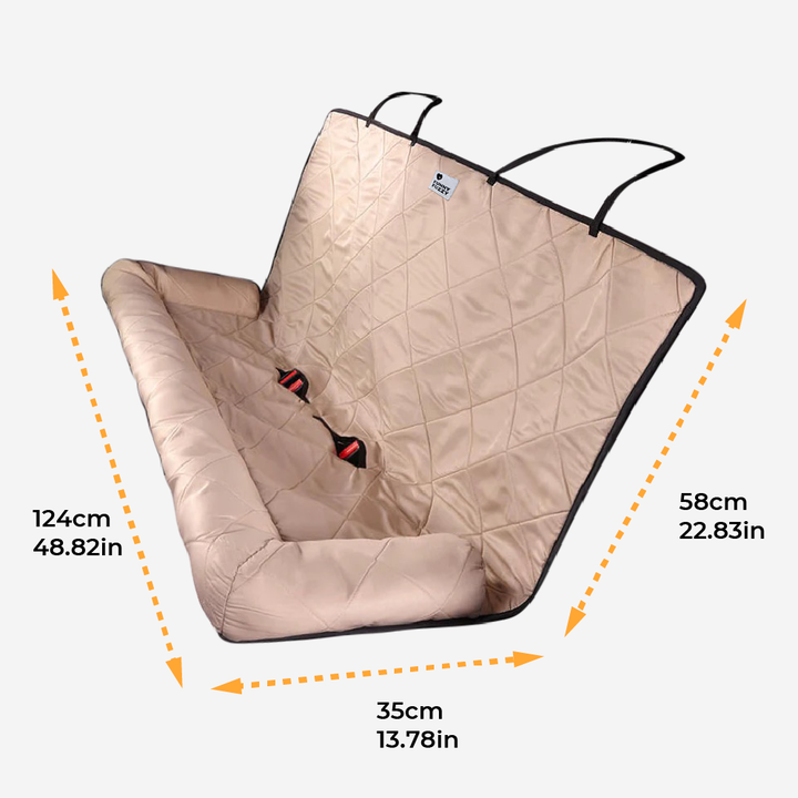 Waterproof dog car seat cover with non-slip backing, travel bed