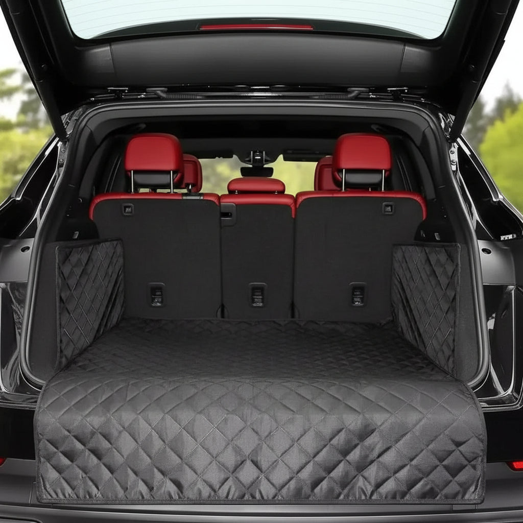 Easy-clean waterproof dog car seat protector with non-slip backing, keeps auto upholstery safe from pet hair & dirt.