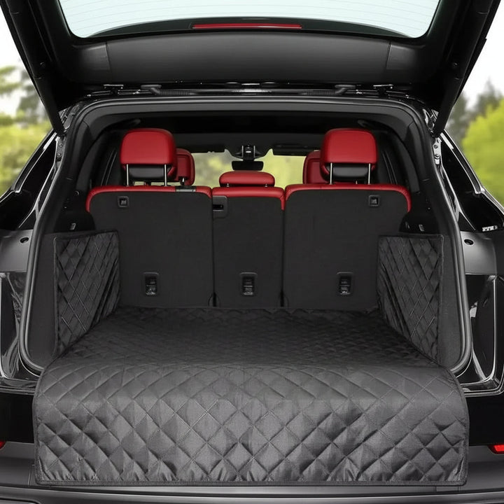 Easy-clean waterproof dog car seat protector with non-slip backing, keeps auto upholstery safe from pet hair & dirt.