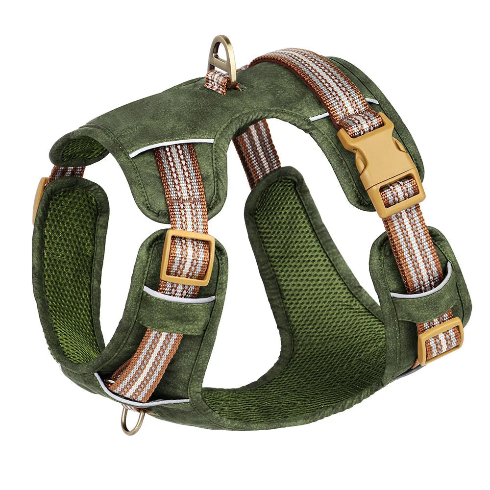 Unisex waterproof dog harness with luminous reflective strips; an adjustable comfort fit outdoor gear