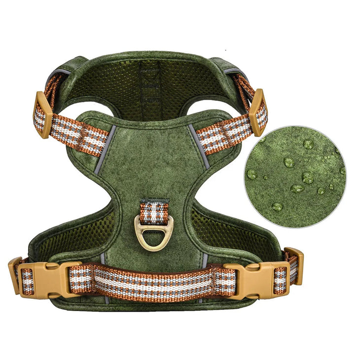 Comfort fit waterproof dog harness featuring reflective strips & durable construction for pet supplies