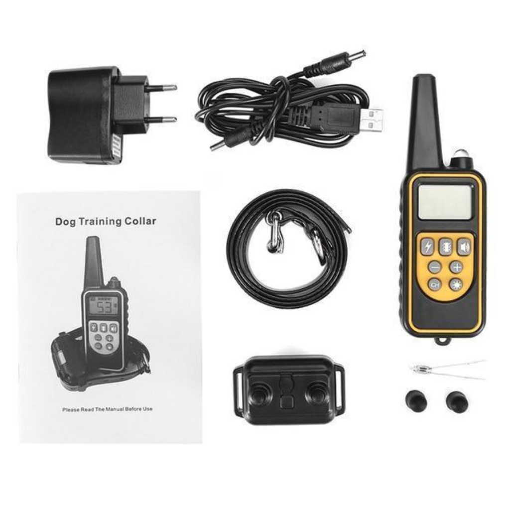 Dog training e-collar and remote for canine education, waterproof design