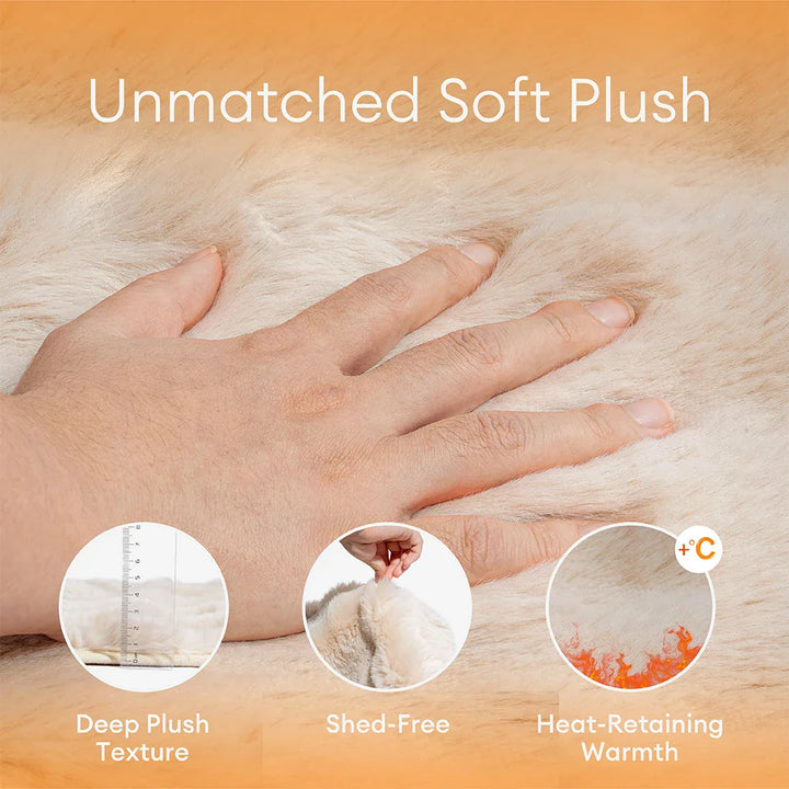 Dark grey waterproof fluffy sofa protector for a three-seater couch, soft and washable.